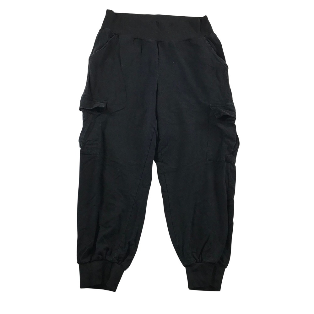 Planet by Lauren G Black Cotton Cargo Joggers High Rise Sweatpants Size 3 USA